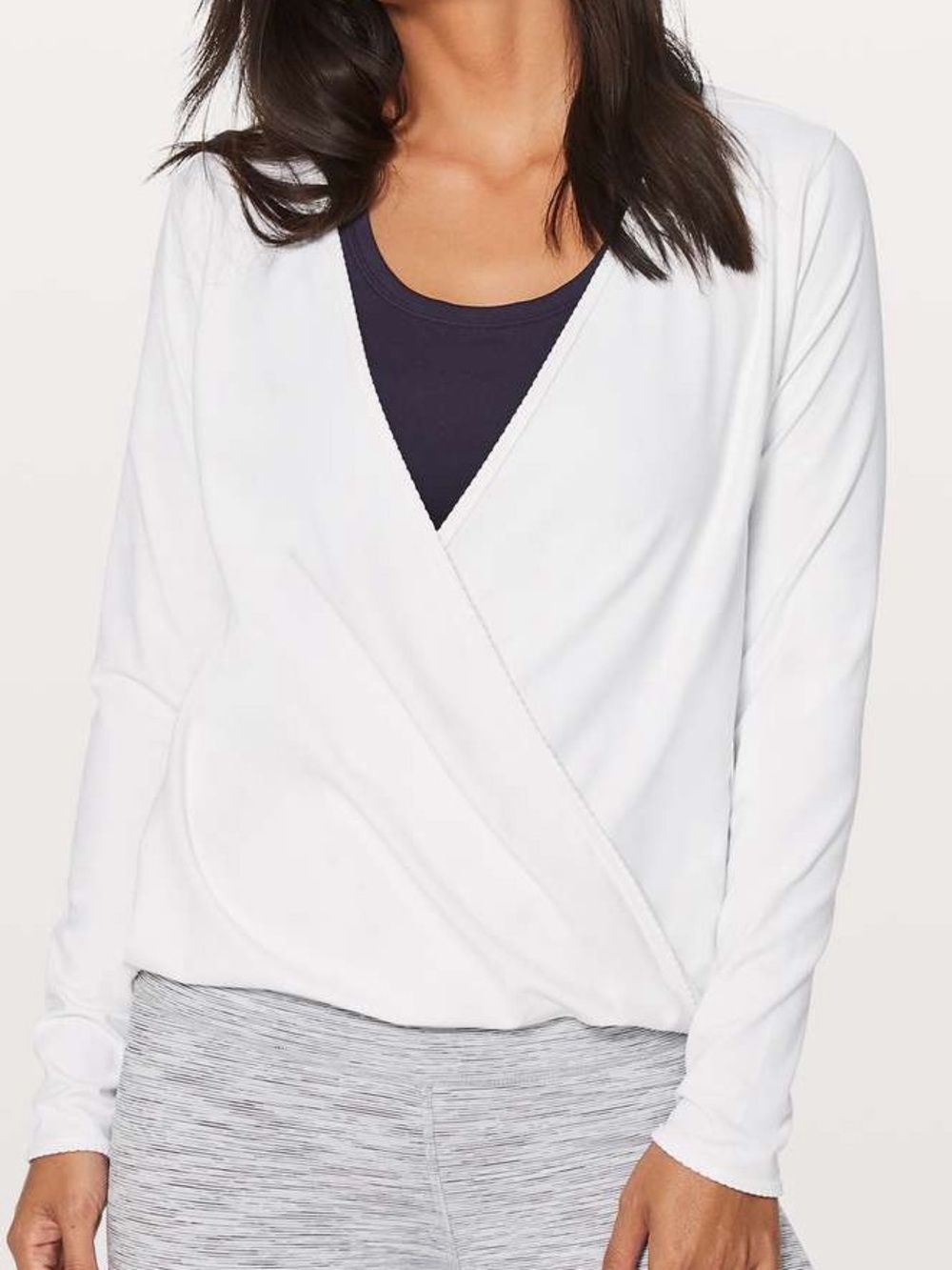 Lululemon Full Freedom Long Sleeve size medium Women's White Wrap-Front Active
